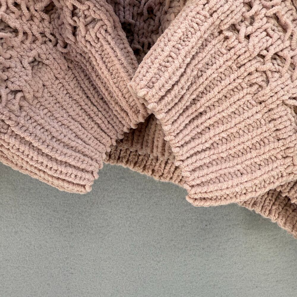 Pol Anthropologie Sweater Women's L Rose Pink Loose Weave Oversized Crop Preppy - Picture 3 of 11